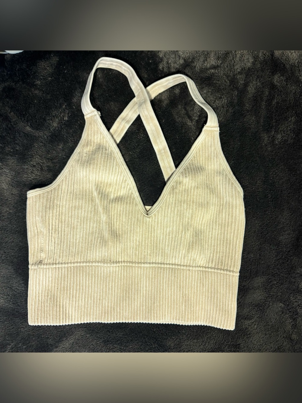 Brand New S/M Zenana Crossback Bralette in Cream